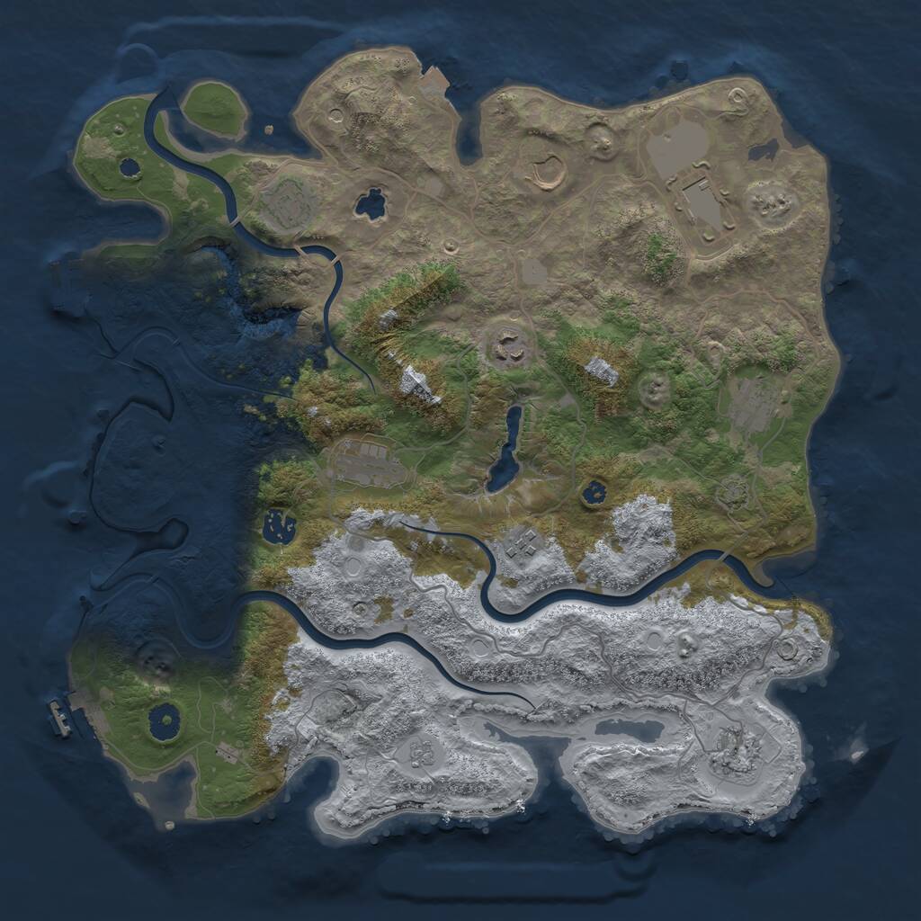 Rust Map: Procedural Map, Size: 4000, Seed: 608271279, 15 Monuments