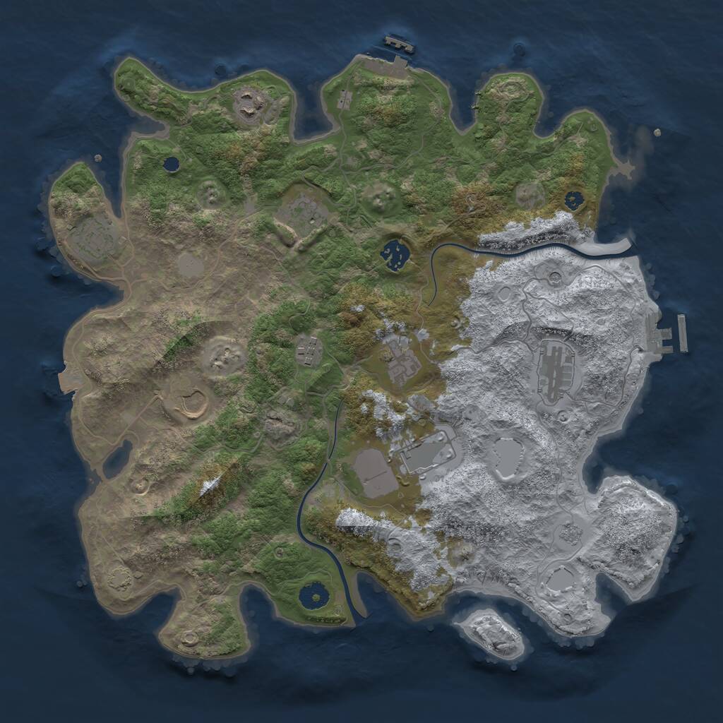 Rust Map: Procedural Map, Size: 3850, Seed: 2029591507, 15 Monuments