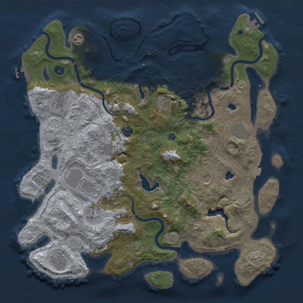 Rust Map: Procedural Map, Size: 4500, Seed: 666666666, 17 Monuments
