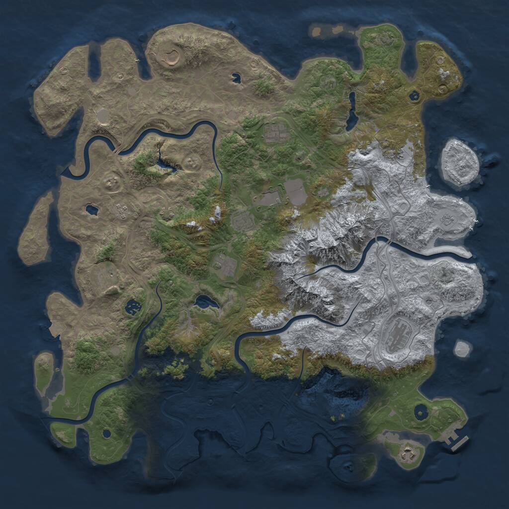 Rust Map: Procedural Map, Size: 5000, Seed: 12953, 16 Monuments