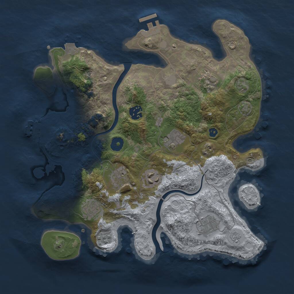 Rust Map: Procedural Map, Size: 3250, Seed: 1657507665, 14 Monuments