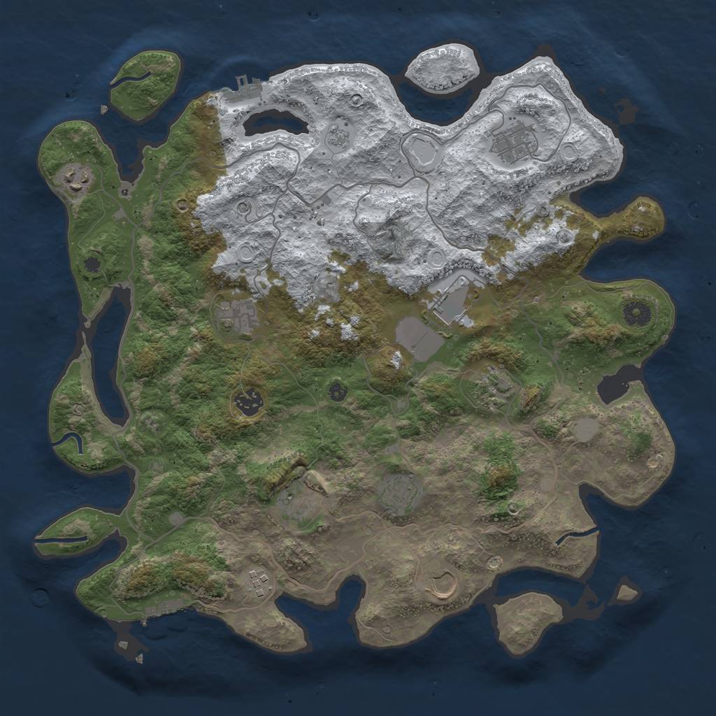 Rust Map: Procedural Map, Size: 4000, Seed: 469343, 19 Monuments
