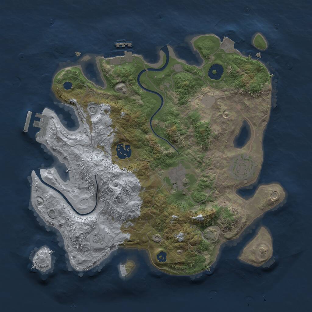 Rust Map: Procedural Map, Size: 3000, Seed: 7272, 9 Monuments