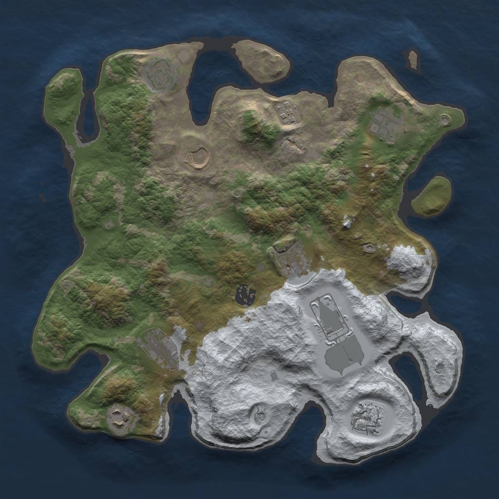 Rust Map: Barren, Size: 3500, Seed: 436331130, 13 Monuments