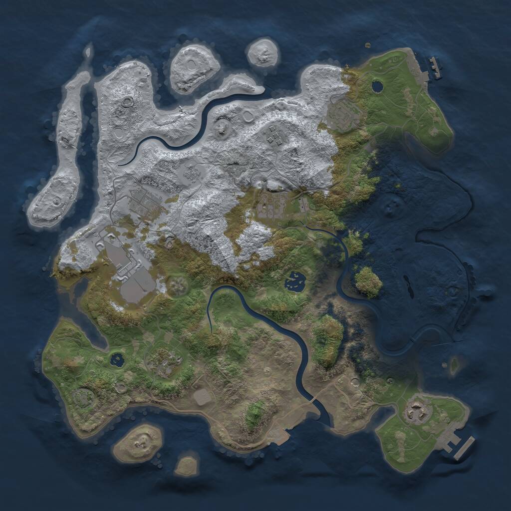 Rust Map: Procedural Map, Size: 3700, Seed: 2058913272, 14 Monuments