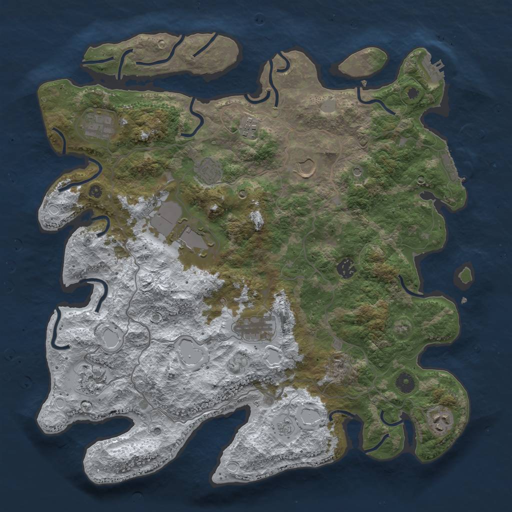 Rust Map: Procedural Map, Size: 4000, Seed: 426948, 18 Monuments