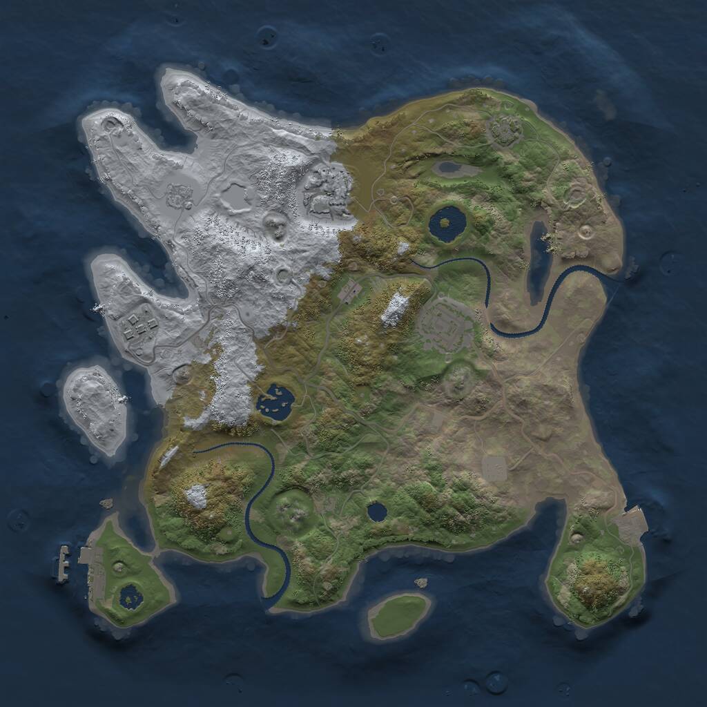 Rust Map: Procedural Map, Size: 3000, Seed: 1409940646, 8 Monuments