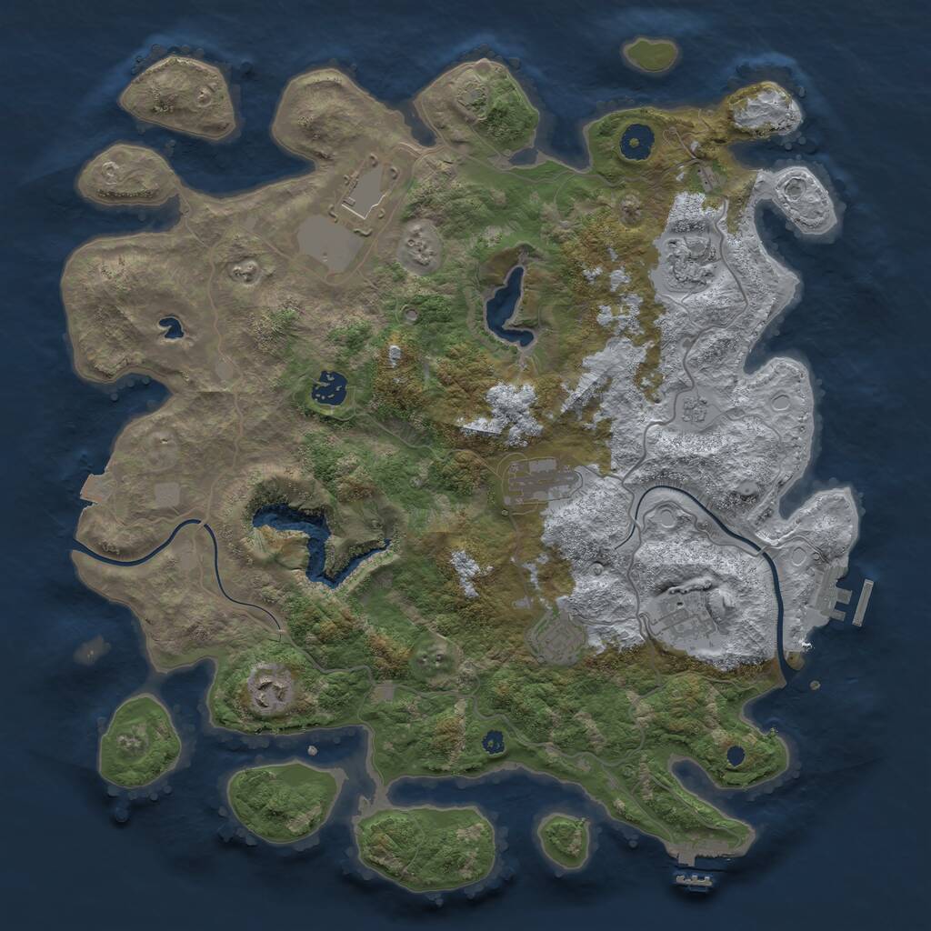 Rust Map: Procedural Map, Size: 4000, Seed: 835270, 12 Monuments