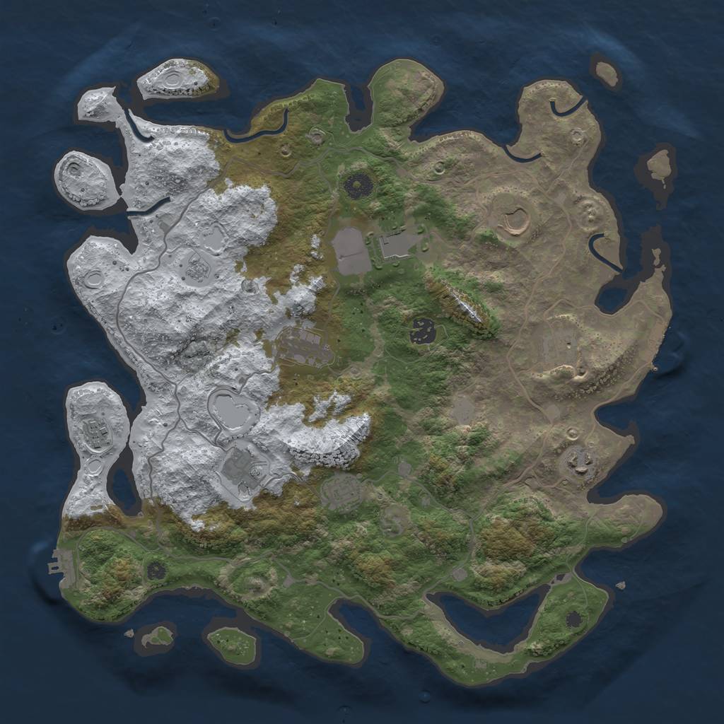 Rust Map: Procedural Map, Size: 4000, Seed: 84279, 17 Monuments
