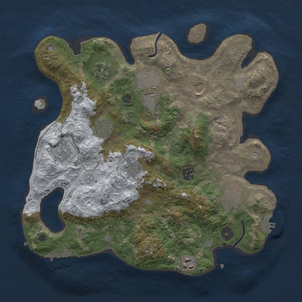 Rust Map: Procedural Map, Size: 3500, Seed: 1646859494, 18 Monuments