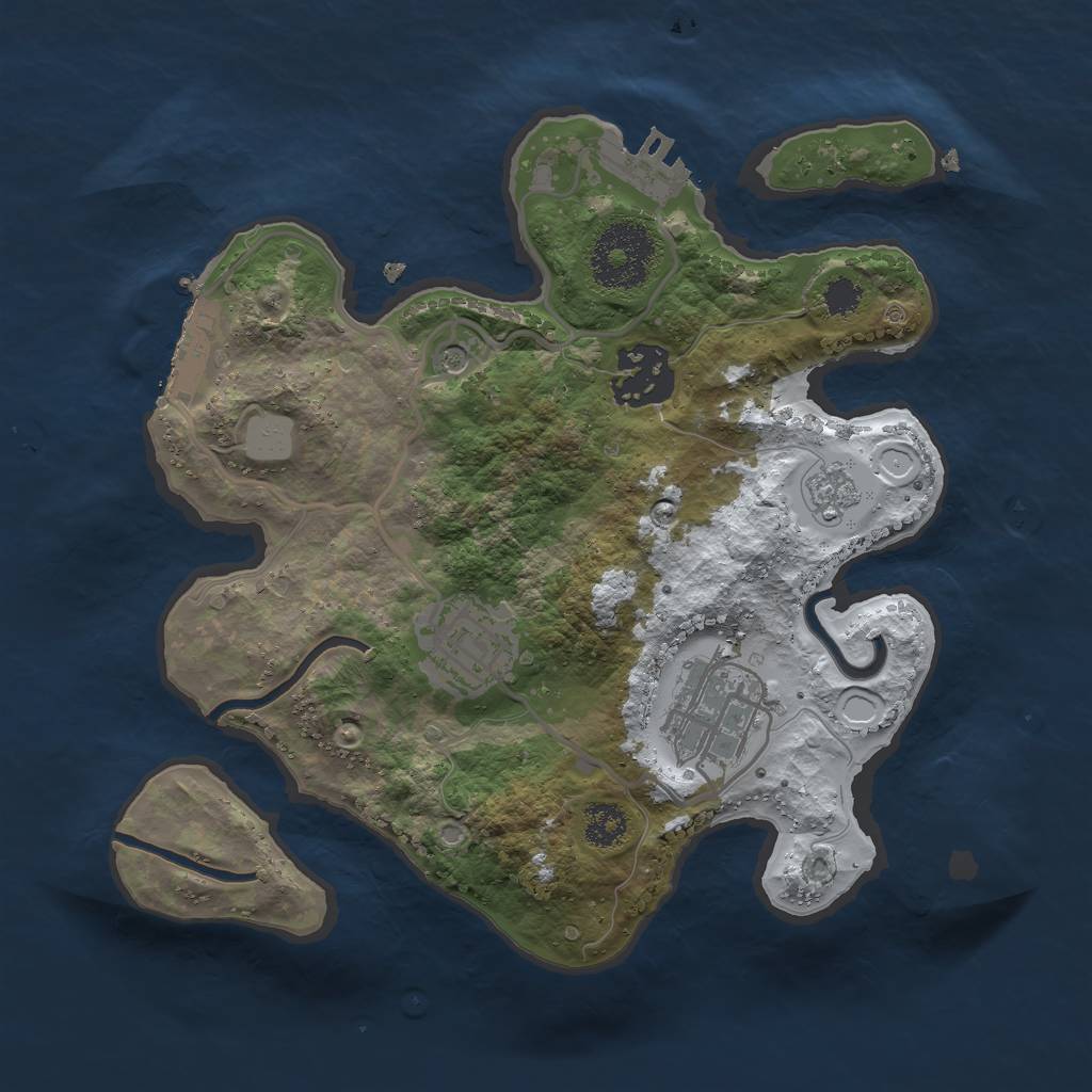 Rust Map: Procedural Map, Size: 2500, Seed: 1277492091, 12 Monuments