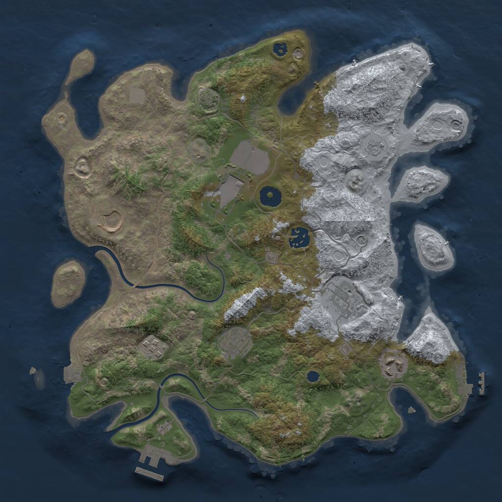 Rust Map: Procedural Map, Size: 3500, Seed: 348298083, 13 Monuments