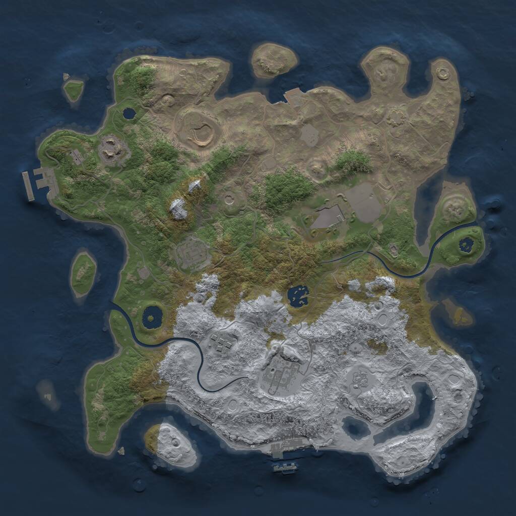 Rust Map: Procedural Map, Size: 3500, Seed: 400482318, 13 Monuments