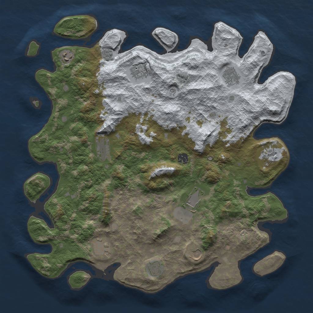 Rust Map: Barren, Size: 4359, Seed: 13825, 14 Monuments
