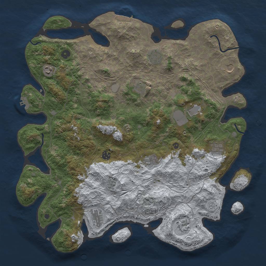 Rust Map: Procedural Map, Size: 4500, Seed: 292236155, 20 Monuments