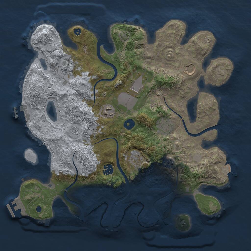 Rust Map: Procedural Map, Size: 3500, Seed: 734590, 14 Monuments