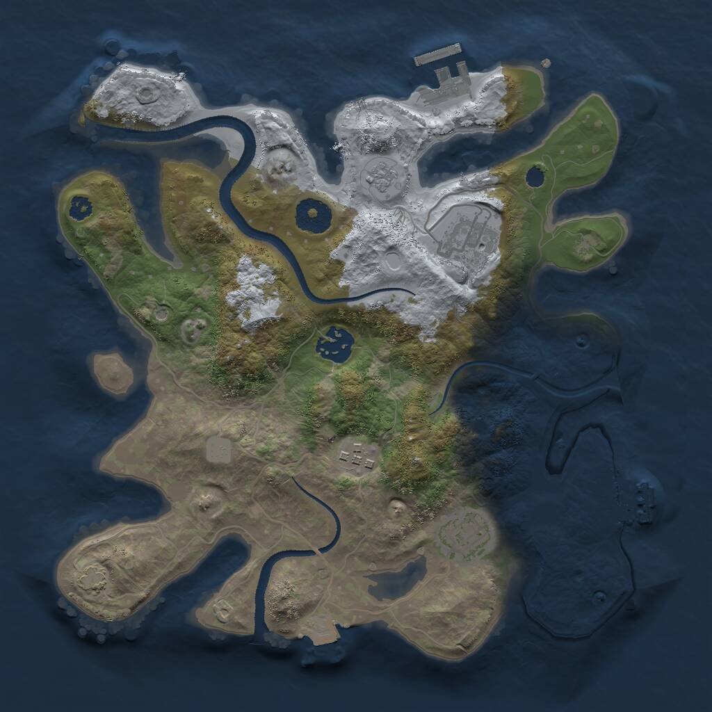 Rust Map: Procedural Map, Size: 3000, Seed: 18875678, 9 Monuments