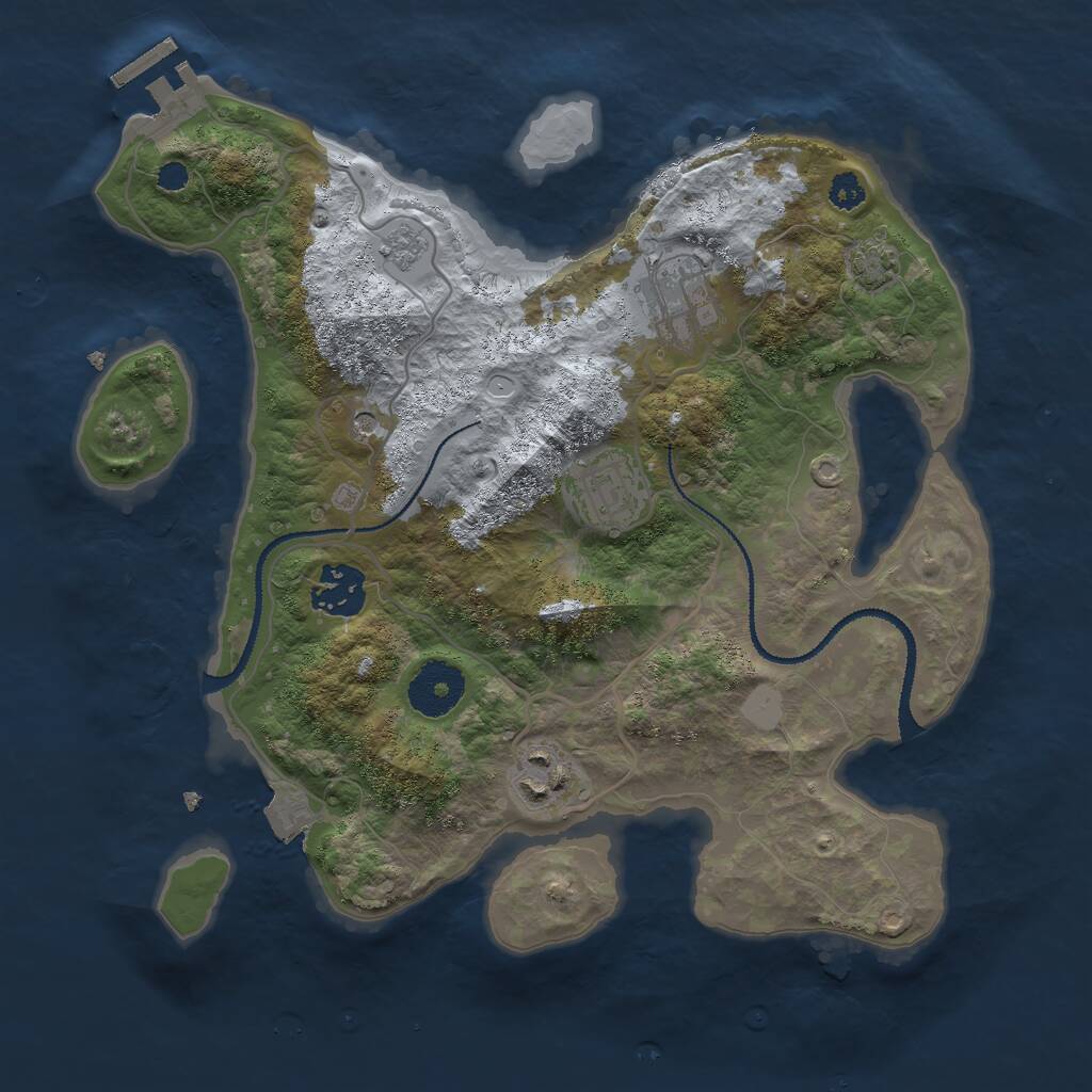 Rust Map: Procedural Map, Size: 3000, Seed: 743911246, 9 Monuments