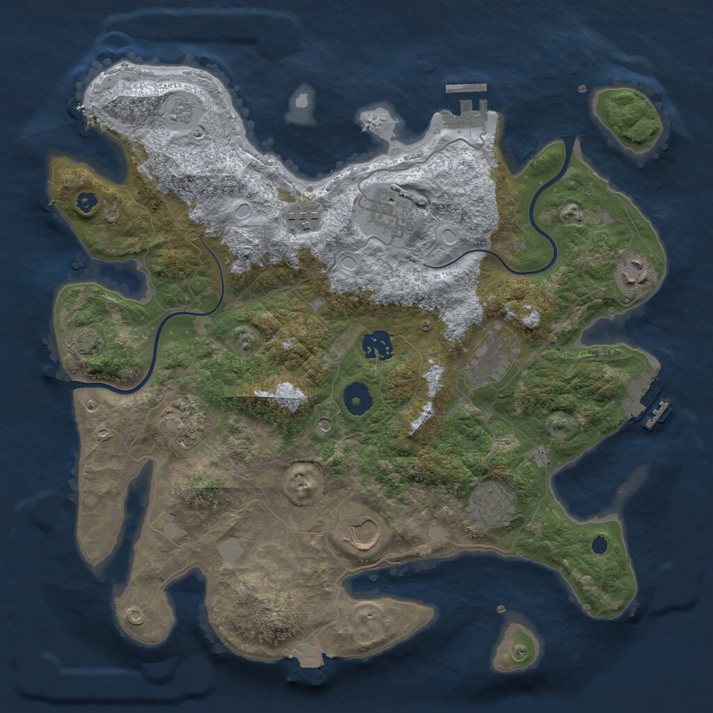 Rust Map: Procedural Map, Size: 3500, Seed: 2056836, 14 Monuments