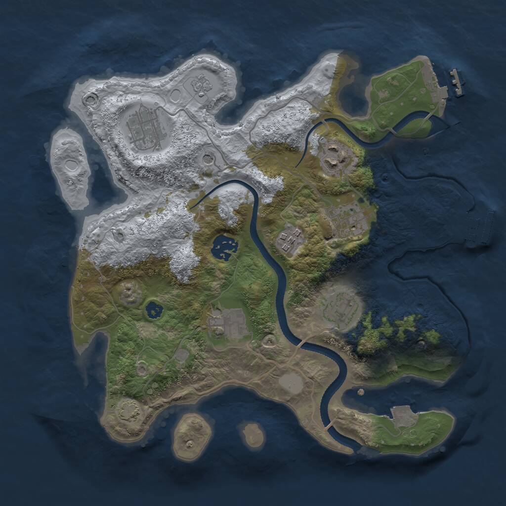Rust Map: Procedural Map, Size: 3000, Seed: 1801134427, 13 Monuments