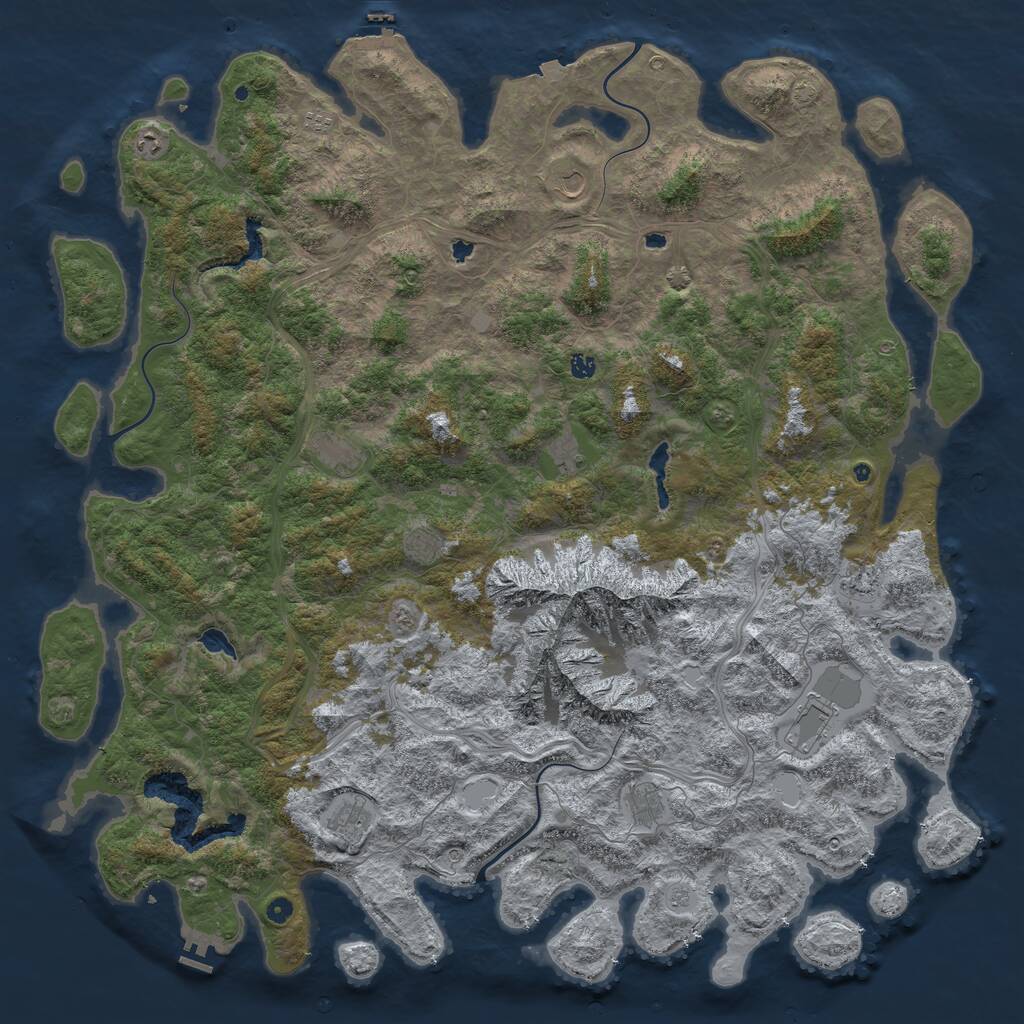 Rust Map: Procedural Map, Size: 6000, Seed: 897729420, 17 Monuments