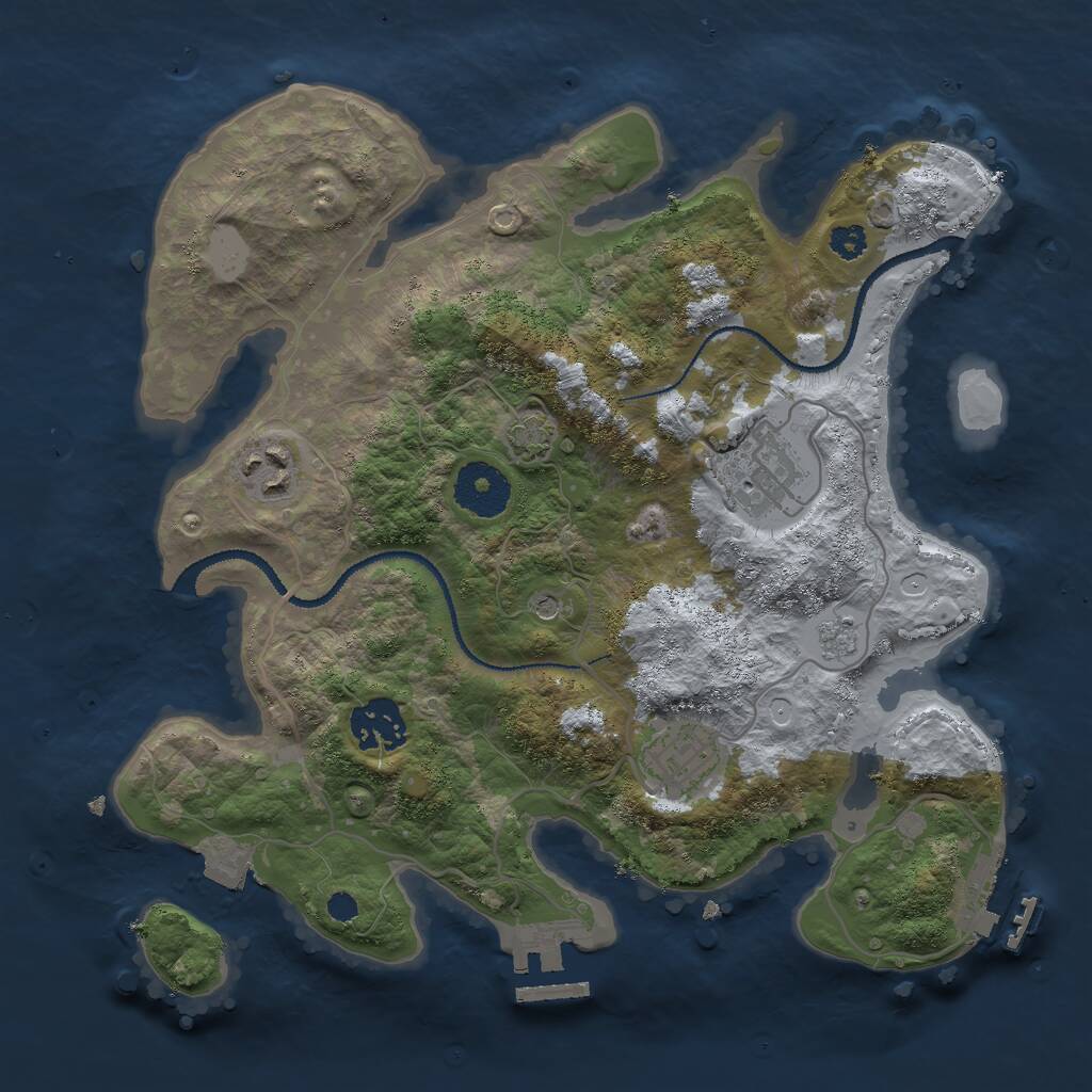 Rust Map: Procedural Map, Size: 3000, Seed: 2045485483, 10 Monuments