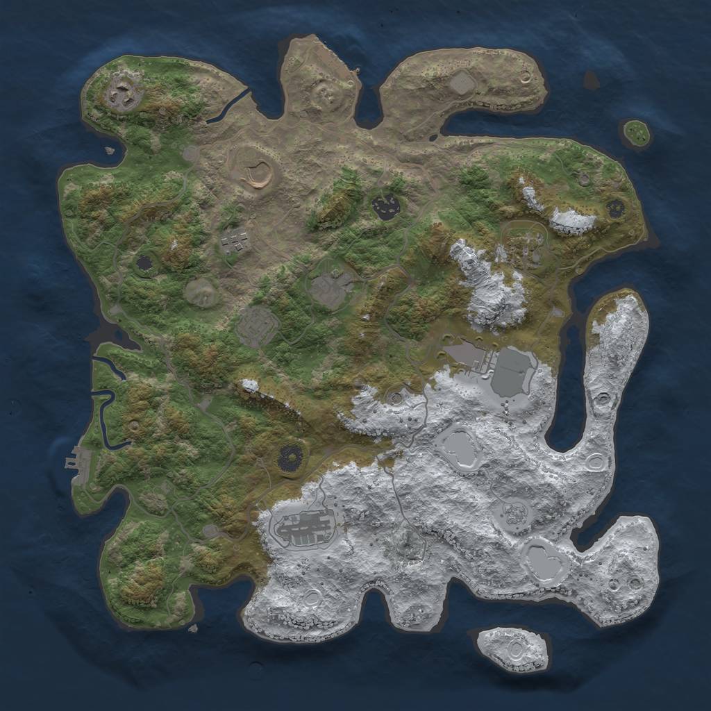 Rust Map: Procedural Map, Size: 4000, Seed: 708784582, 18 Monuments