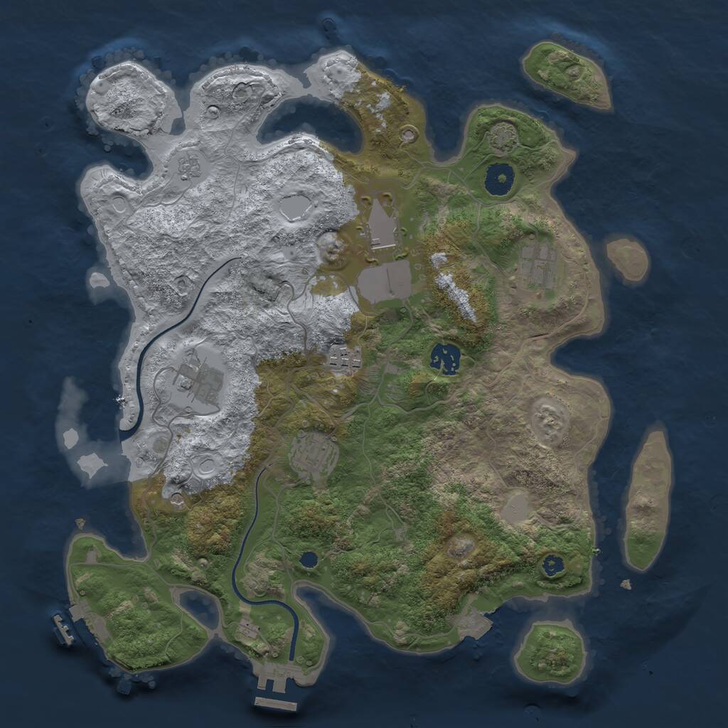 Rust Map: Procedural Map, Size: 3500, Seed: 14203, 12 Monuments