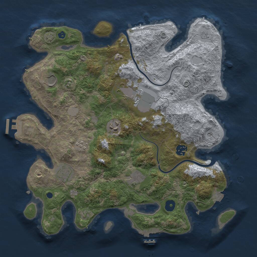 Rust Map: Procedural Map, Size: 3500, Seed: 78280882, 13 Monuments
