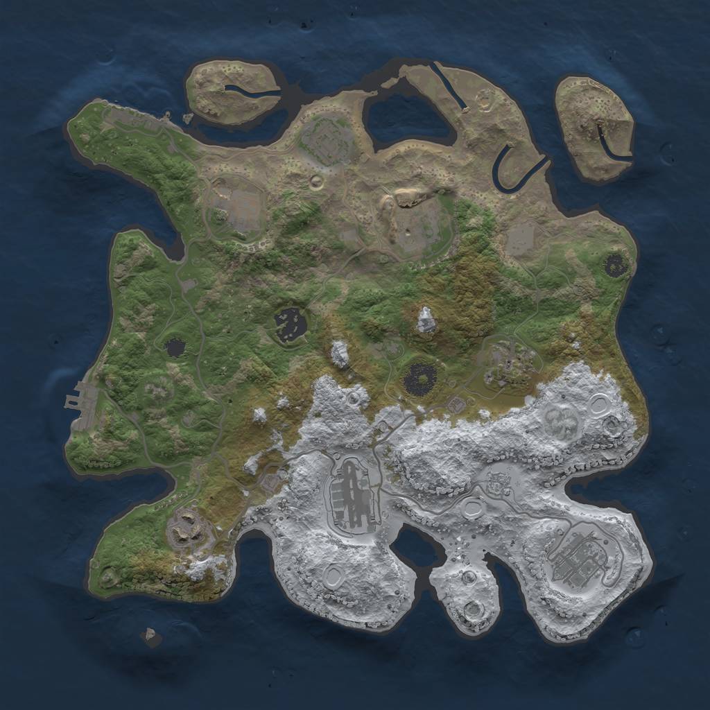 Rust Map: Procedural Map, Size: 3200, Seed: 320500, 16 Monuments