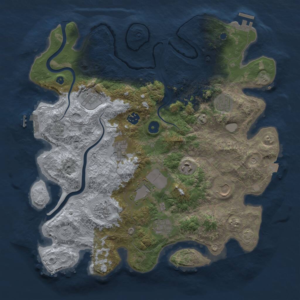 Rust Map: Procedural Map, Size: 3850, Seed: 939459691, 16 Monuments