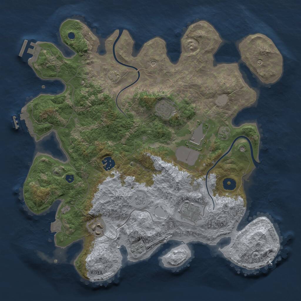 Rust Map: Procedural Map, Size: 3500, Seed: 292236155, 12 Monuments