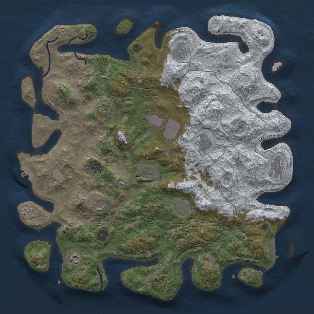 Rust Map: Procedural Map, Size: 4250, Seed: 1920581329, 20 Monuments