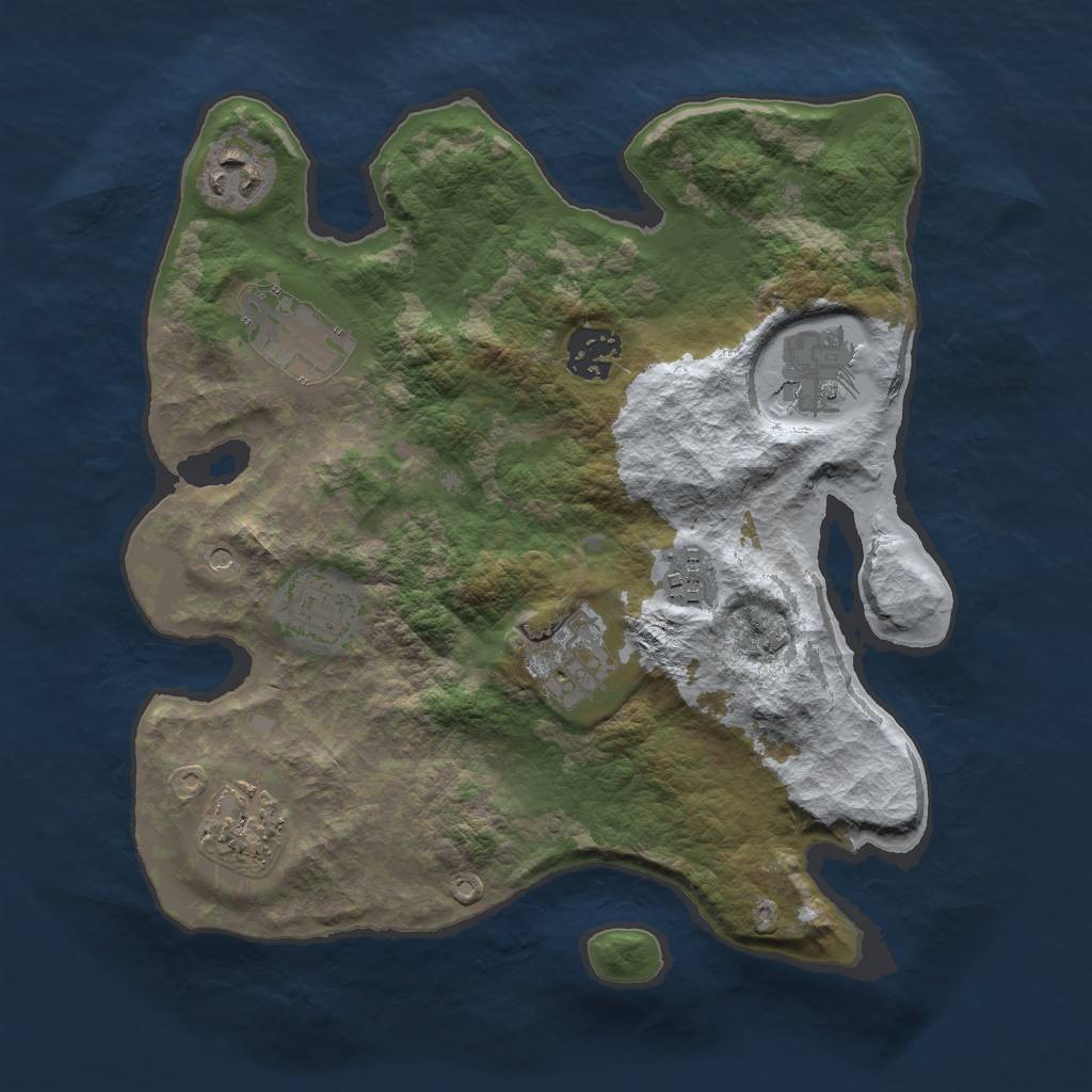 Rust Map: Barren, Size: 3000, Seed: 1083719976, 11 Monuments