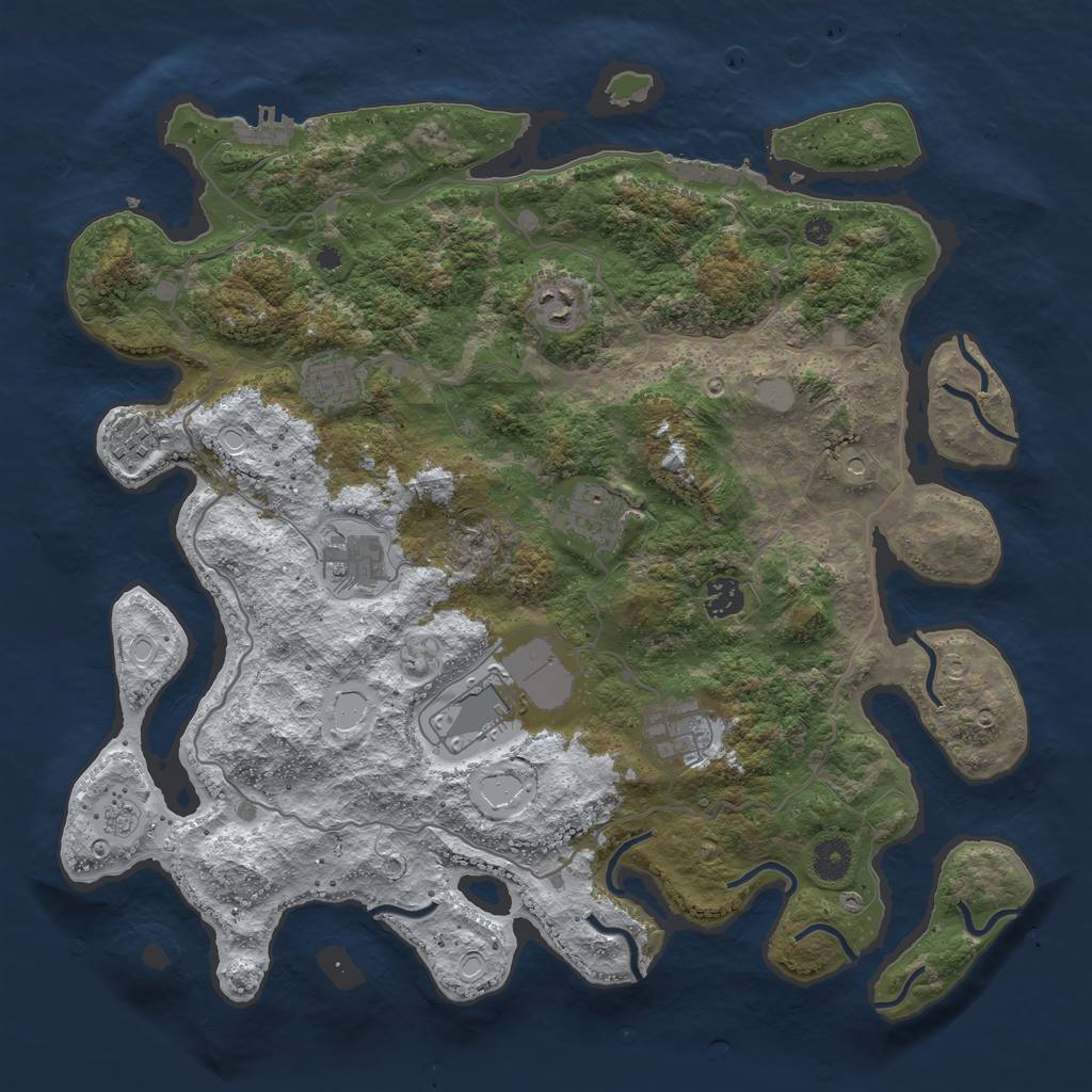 Rust Map: Procedural Map, Size: 4000, Seed: 37036, 17 Monuments