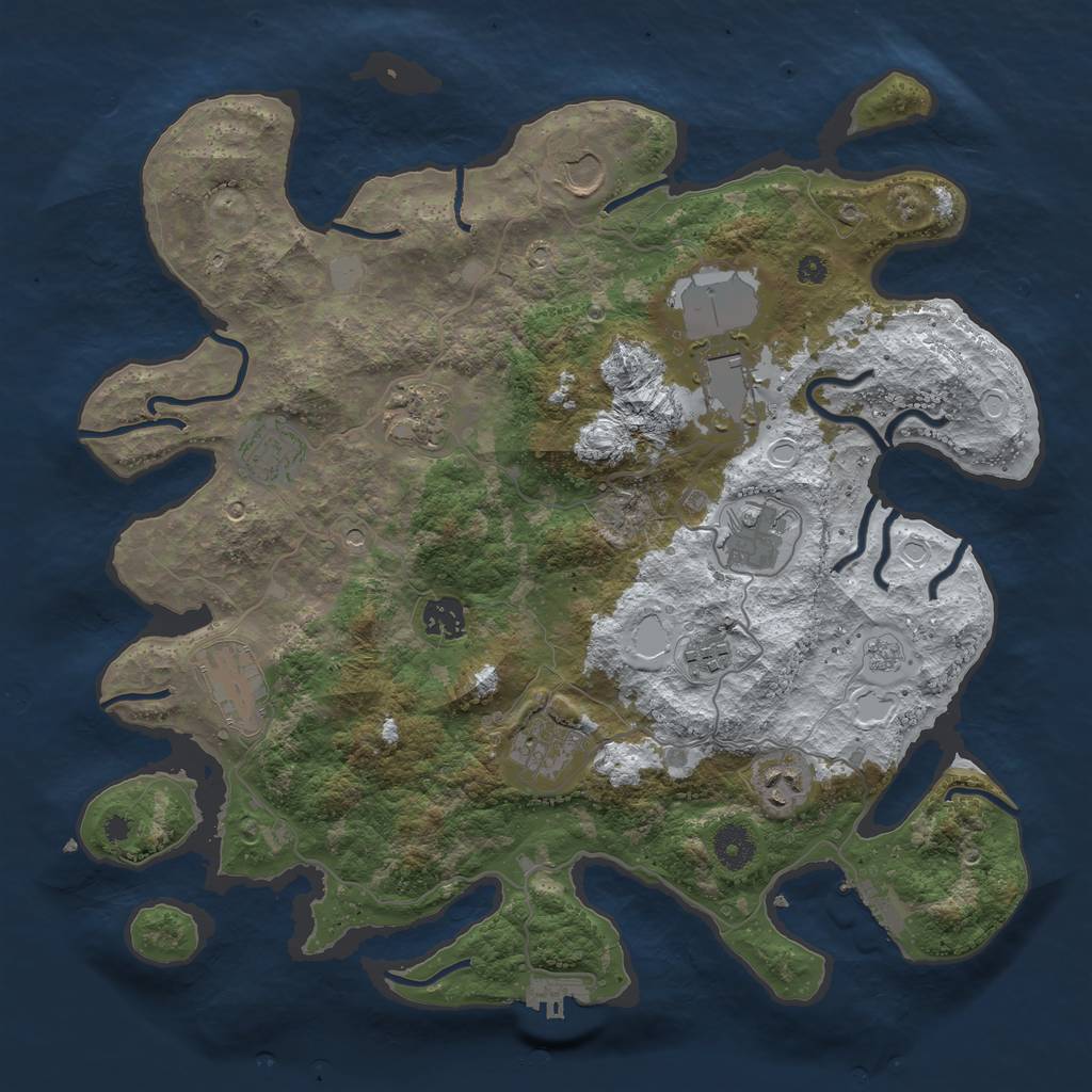 Rust Map: Procedural Map, Size: 3800, Seed: 2032442933, 19 Monuments