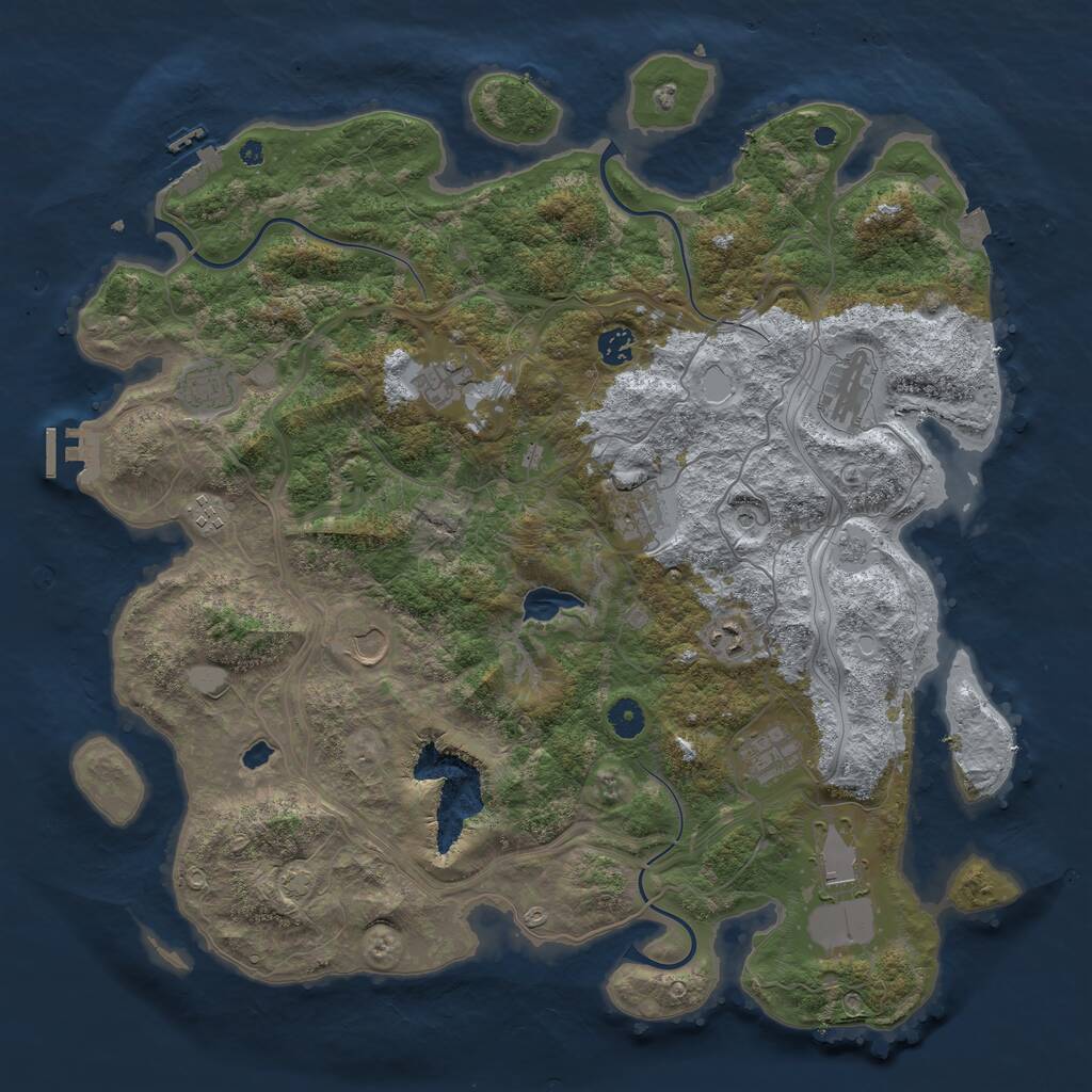 Rust Map: Procedural Map, Size: 4400, Seed: 133658, 16 Monuments