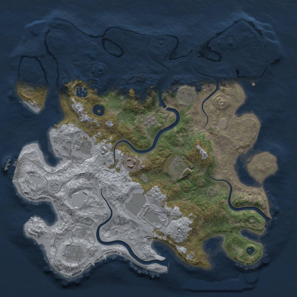 Rust Map: Procedural Map, Size: 3750, Seed: 1416867486, 13 Monuments