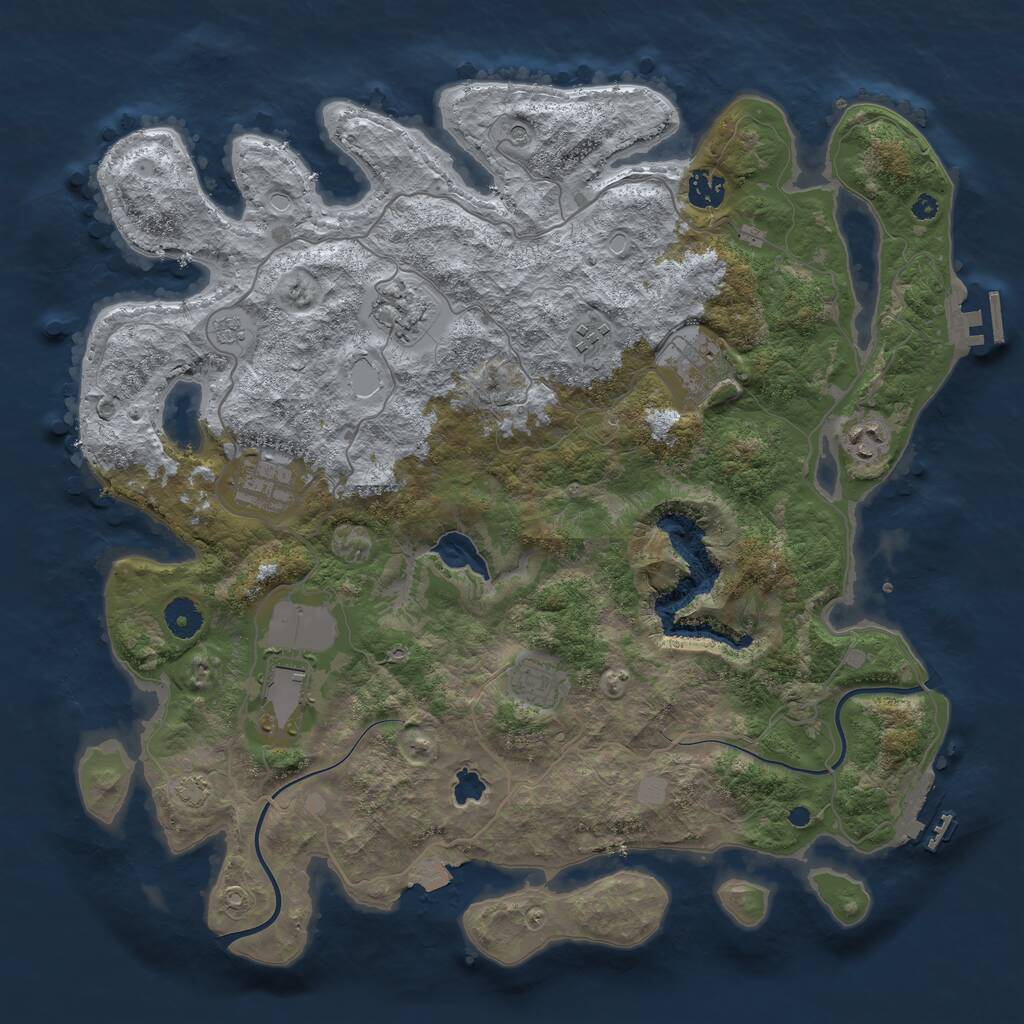 Rust Map: Procedural Map, Size: 4000, Seed: 9528, 14 Monuments