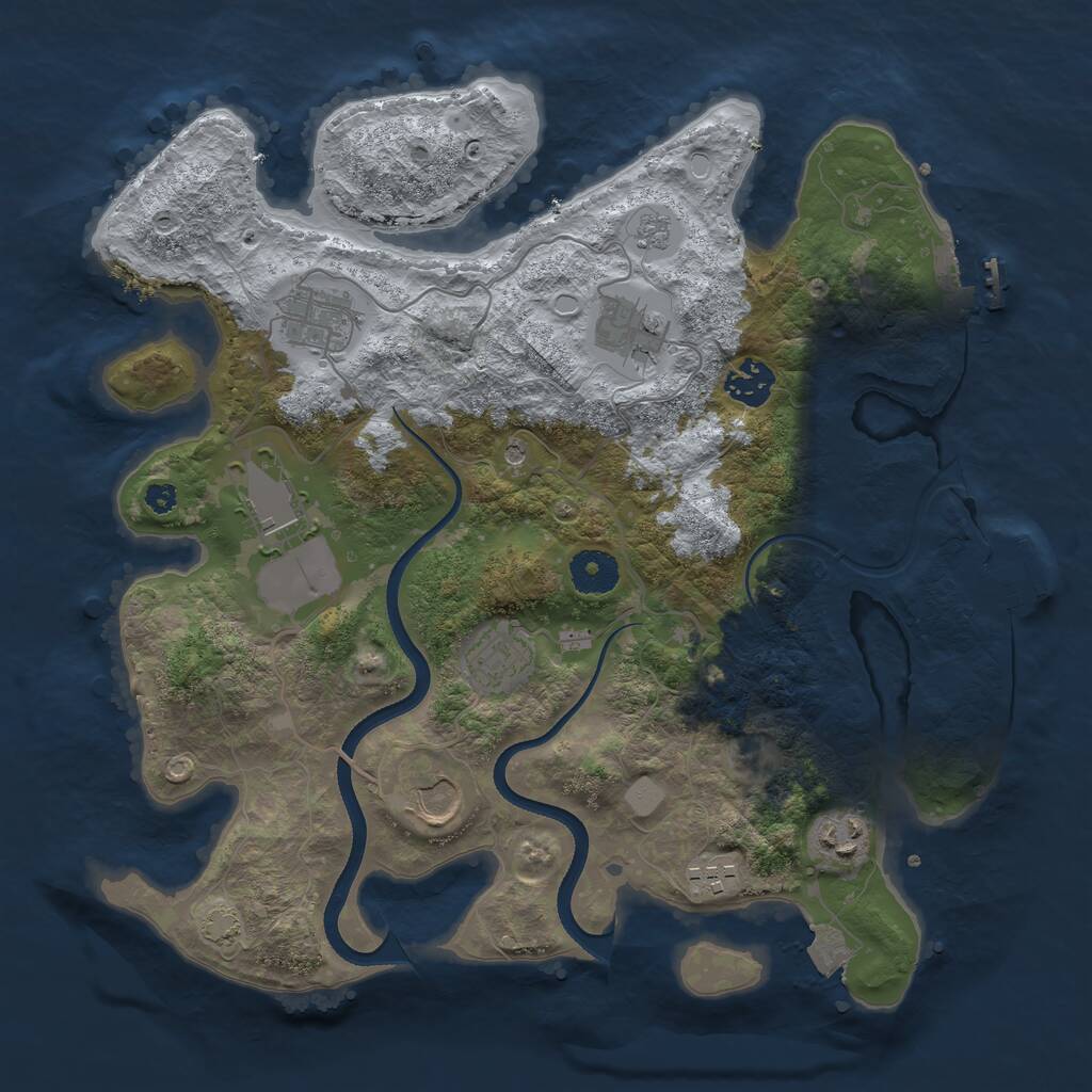 Rust Map: Procedural Map, Size: 3500, Seed: 6332, 14 Monuments