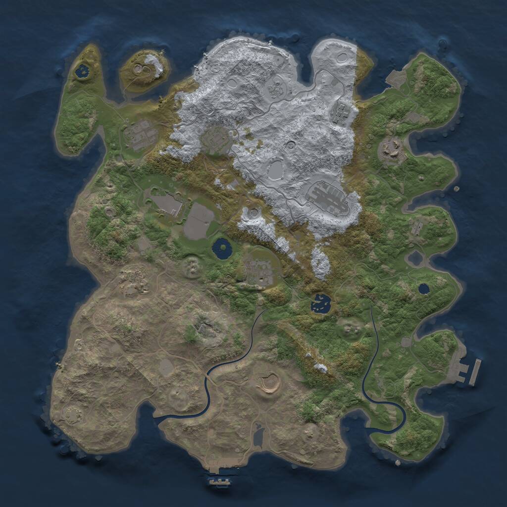 Rust Map: Procedural Map, Size: 3791, Seed: 354667, 16 Monuments