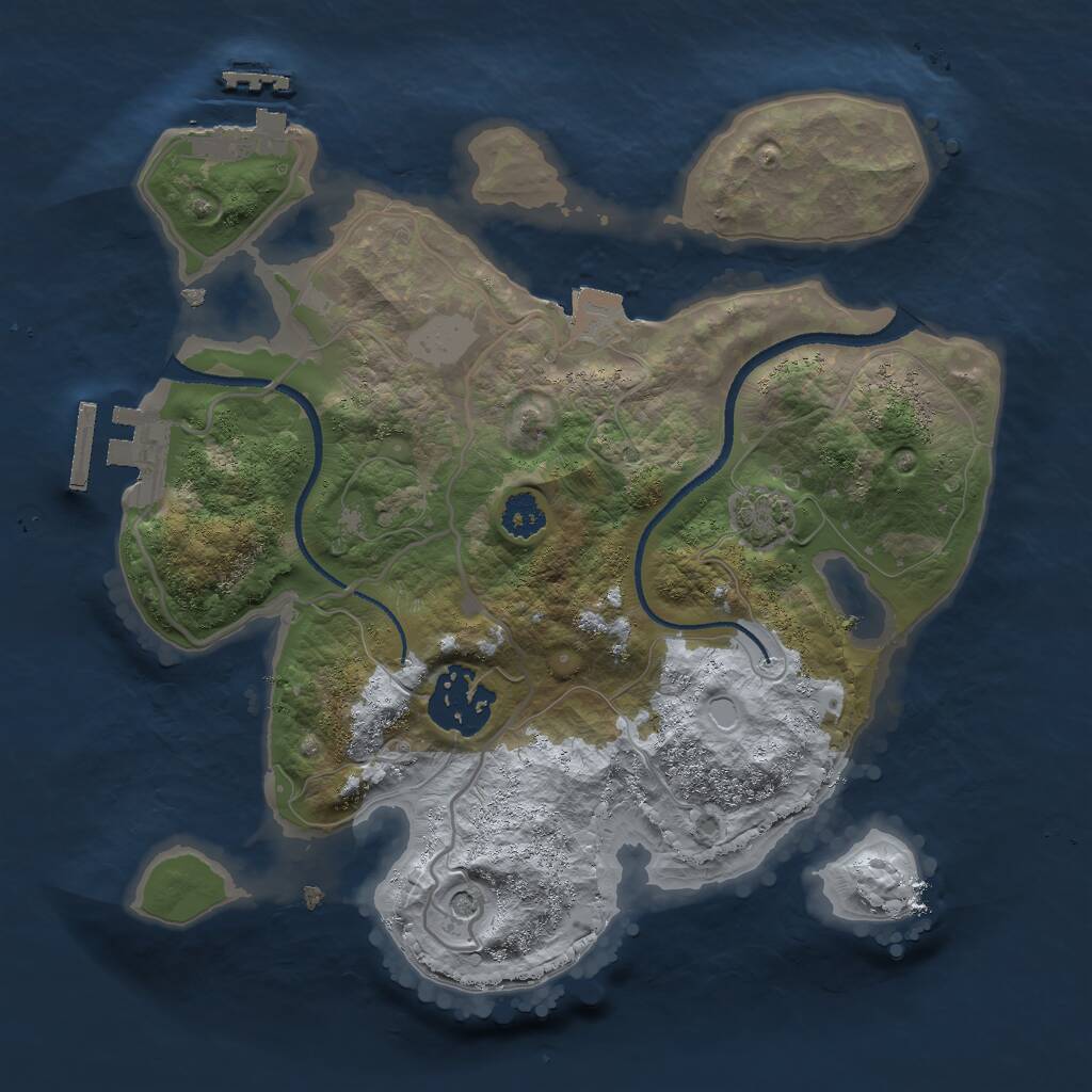 Rust Map: Procedural Map, Size: 2500, Seed: 292236155, 6 Monuments
