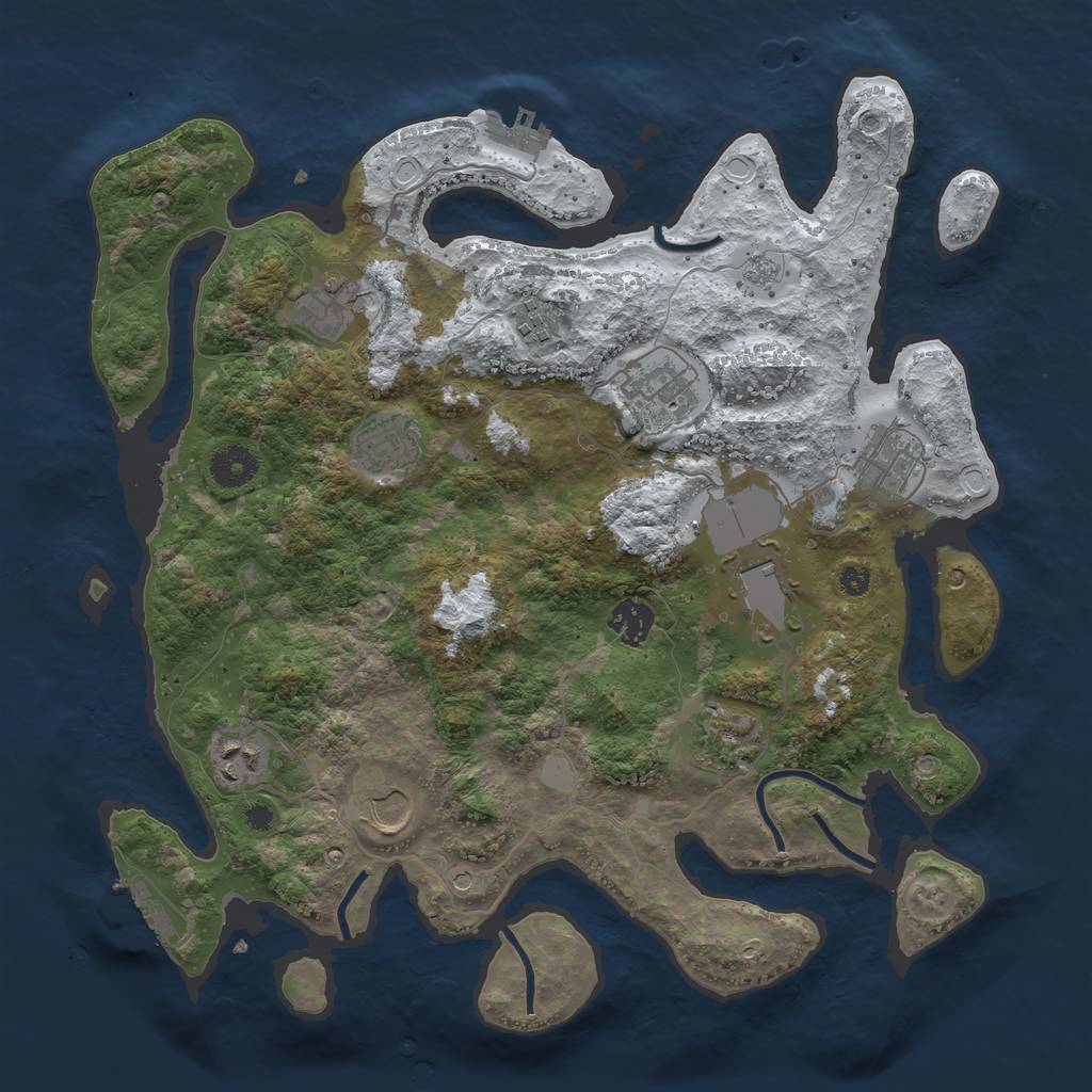 Rust Map: Procedural Map, Size: 3700, Seed: 612625706, 19 Monuments