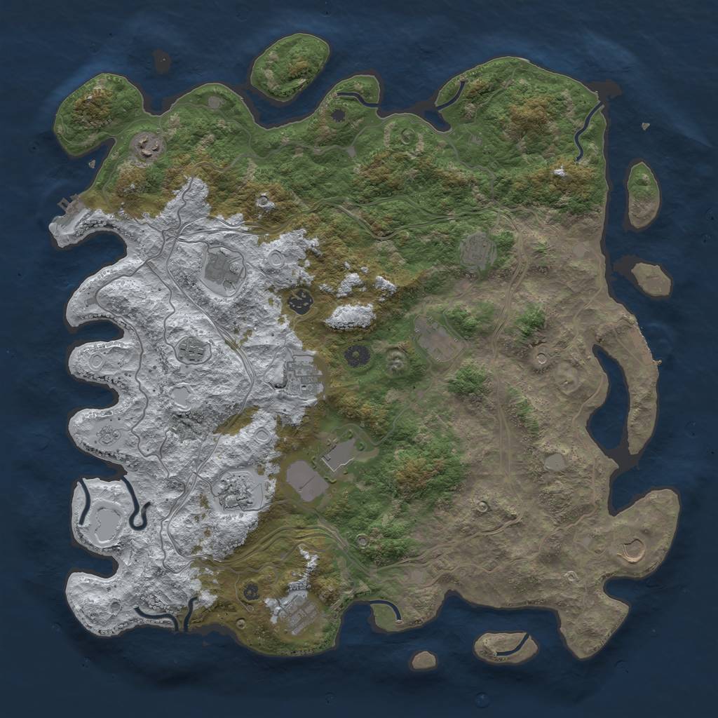 Rust Map: Procedural Map, Size: 4500, Seed: 899491246, 20 Monuments