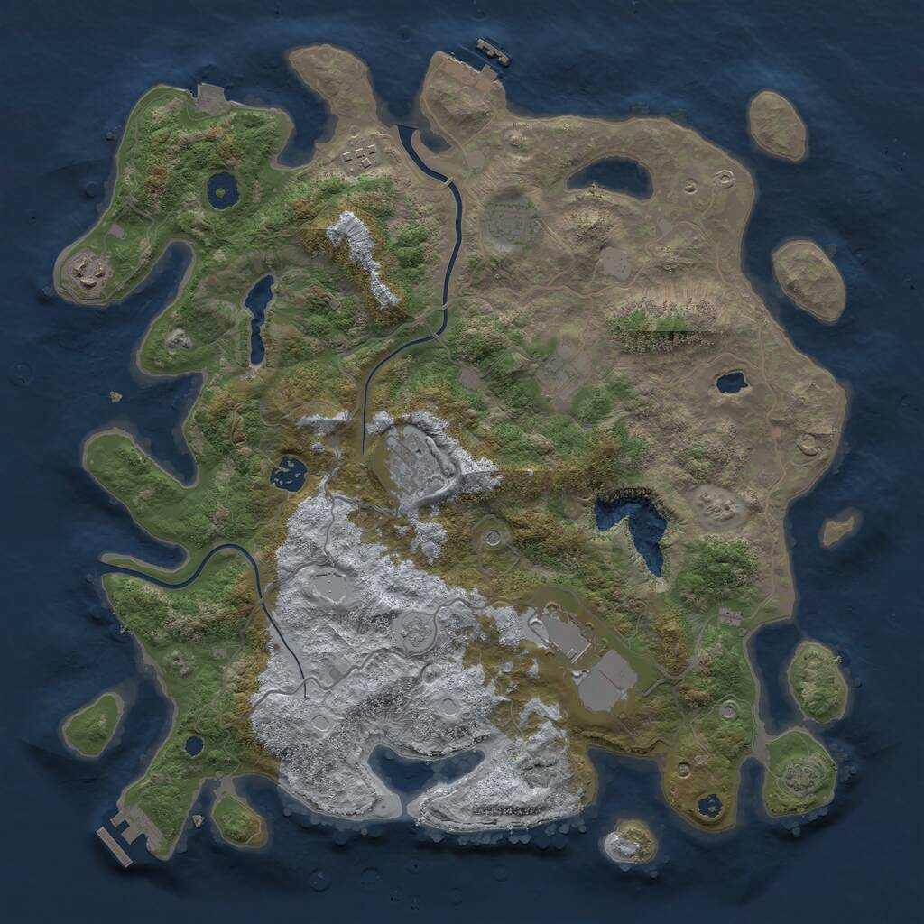 Rust Map: Procedural Map, Size: 4000, Seed: 173538272, 13 Monuments