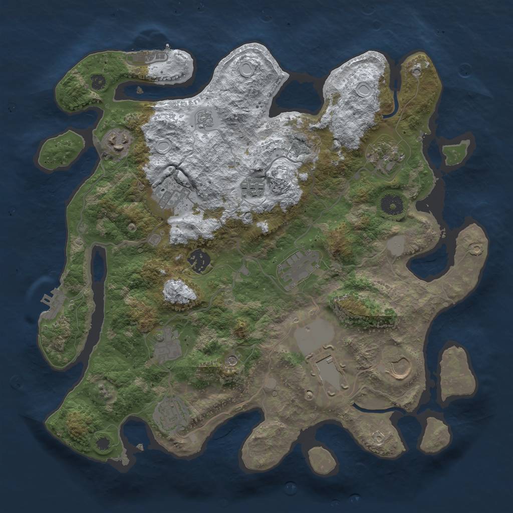 Rust Map: Procedural Map, Size: 3500, Seed: 411147608, 19 Monuments