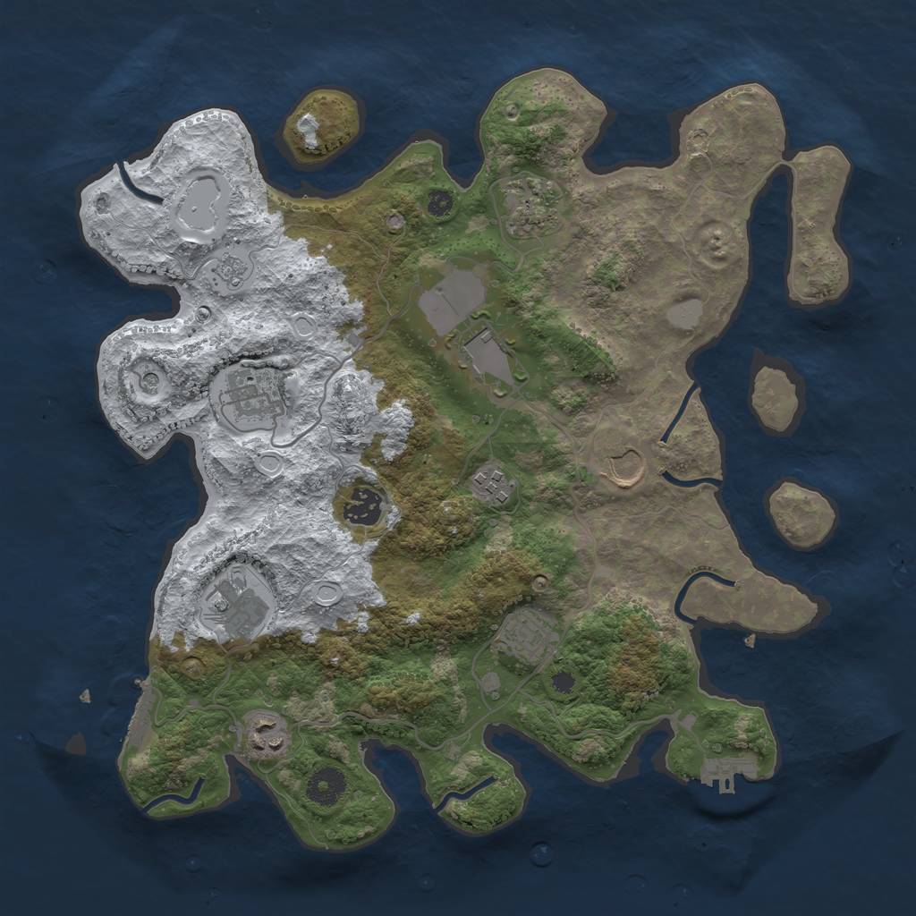 Rust Map: Procedural Map, Size: 3600, Seed: 596110430, 18 Monuments