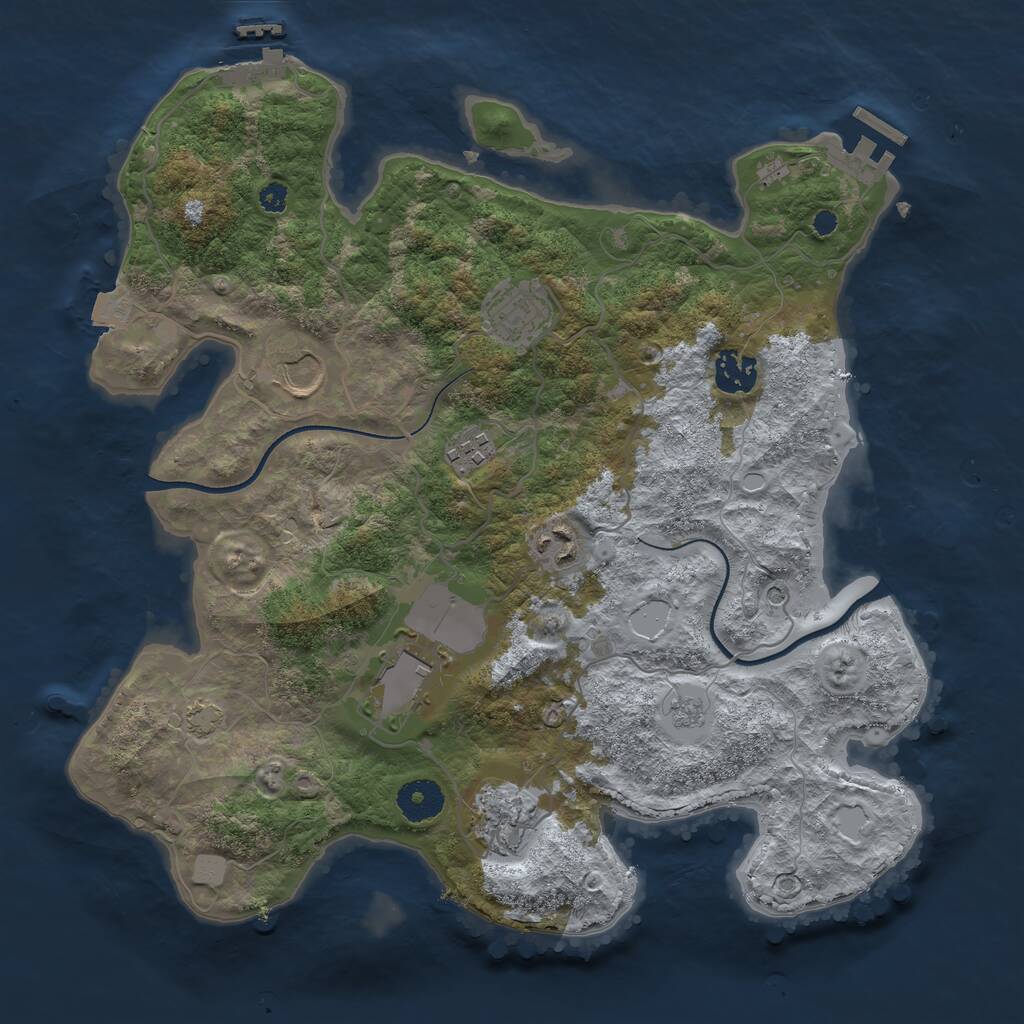 Rust Map: Procedural Map, Size: 3500, Seed: 1235567936, 13 Monuments