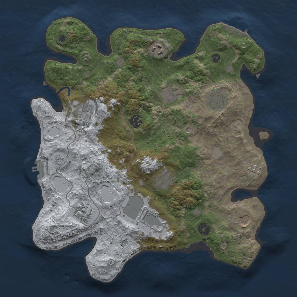 Rust Map: Procedural Map, Size: 3500, Seed: 524282923, 19 Monuments