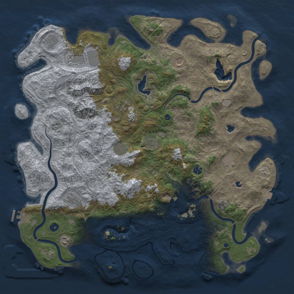 Rust Map: Procedural Map, Size: 5000, Seed: 1861434226, 17 Monuments